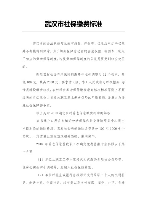 武汉市社保缴费标准