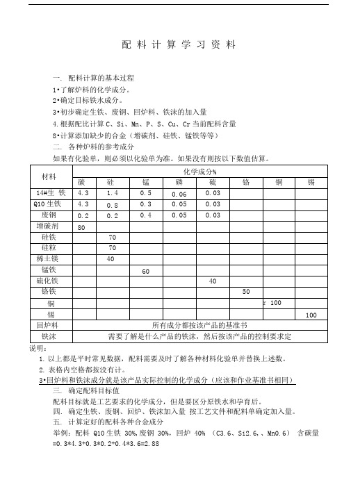 配料计算方法