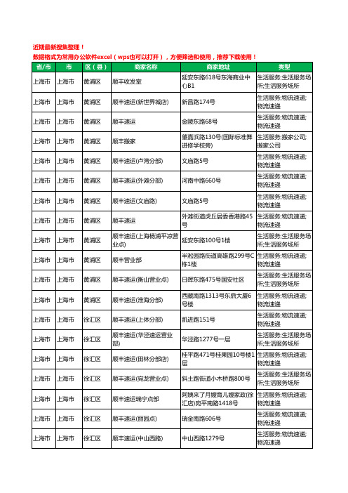 2020新版上海市顺丰快递工商企业公司商家名录名单黄页联系方式大全304家