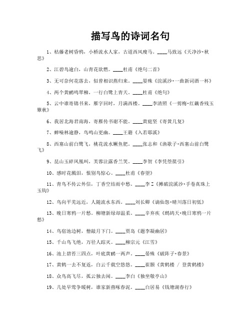 描写鸟的诗词名句