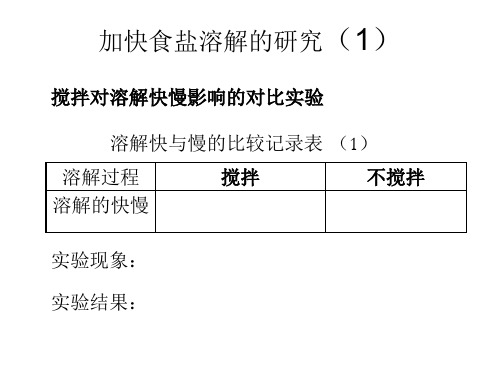 溶解快与慢的比较记录表