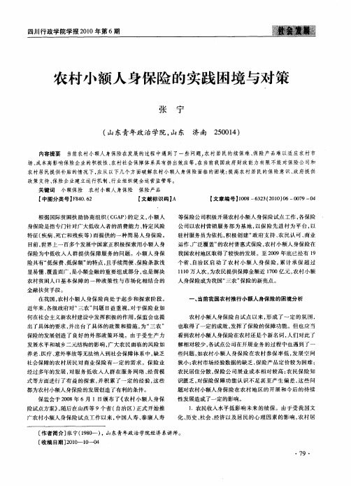 农村小额人身保险的实践困境与对策