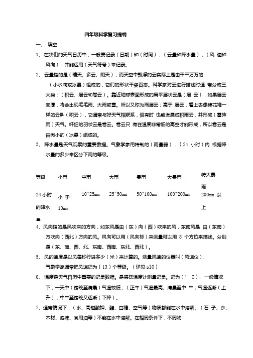 教科版四年级上册科学复习提纲.doc