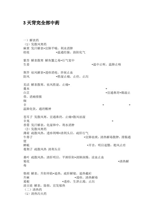 3天背完全部中药解析