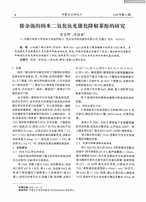 掺杂锡的纳米二氧化钛光催化降解苯酚的研究