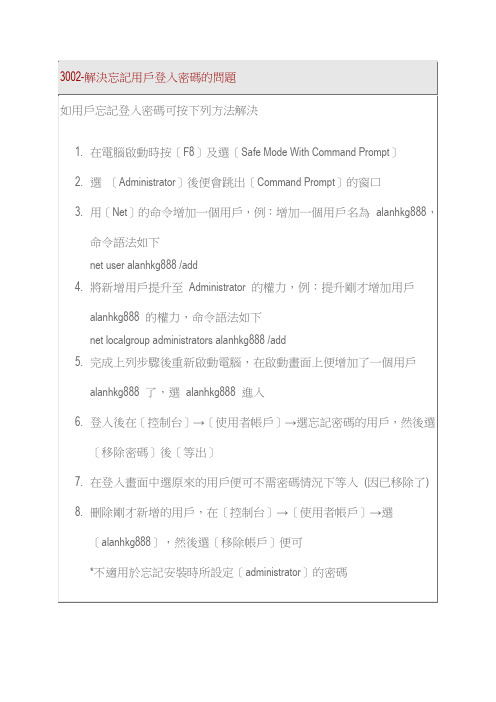[电脑][教学] 忘记XP管理员权限密码的解决方法