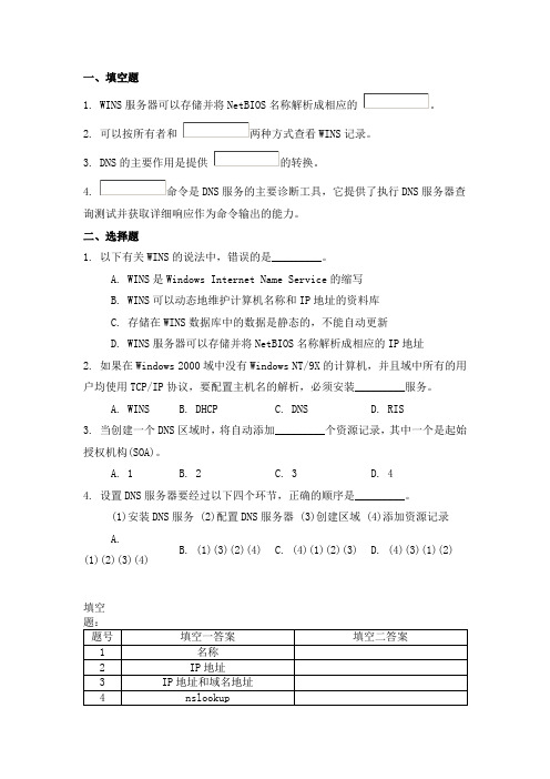 计算机网络参考试题-域名服务器