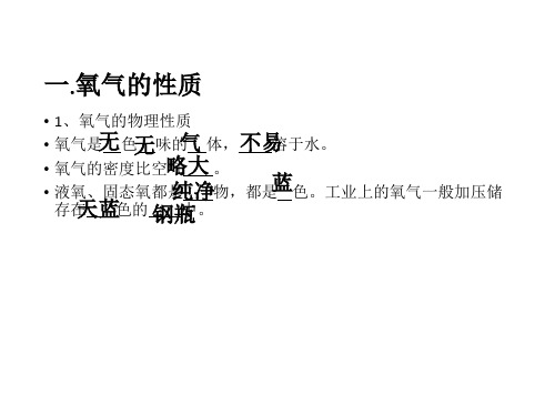 初中化学沪教版九年级上册第1节 性质活泼的氧气
