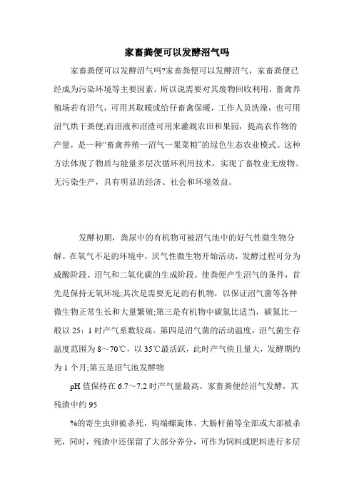 家畜粪便可以发酵沼气吗