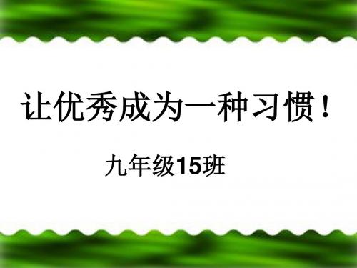 让优秀成为一种习惯主题班会