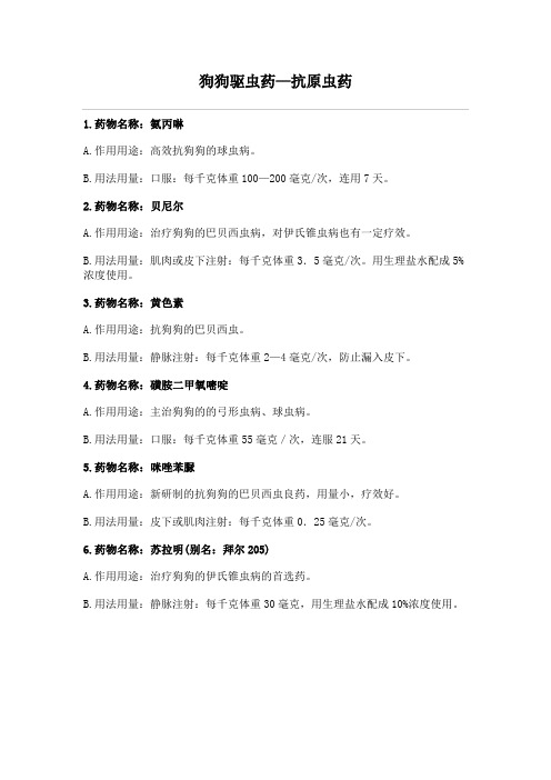 狗狗驱虫药—抗原虫药