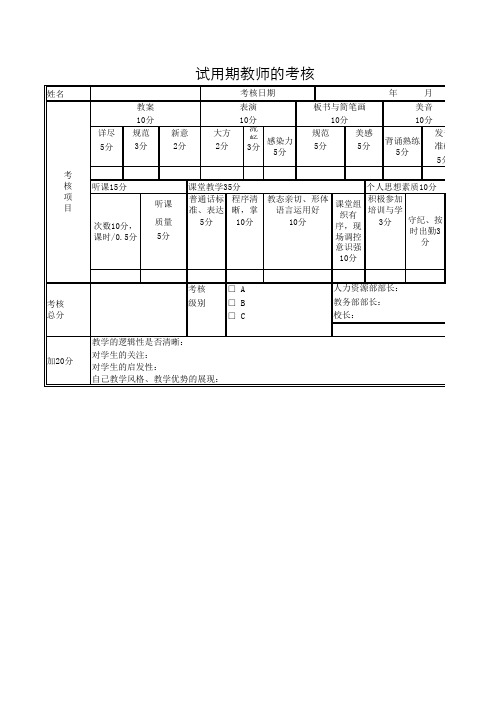 试用期教师的考核