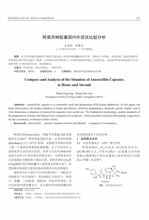 阿莫西林胶囊国内外现状比较分析