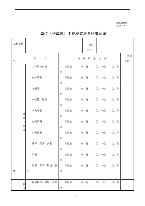 单位工程观感质量检检查记录