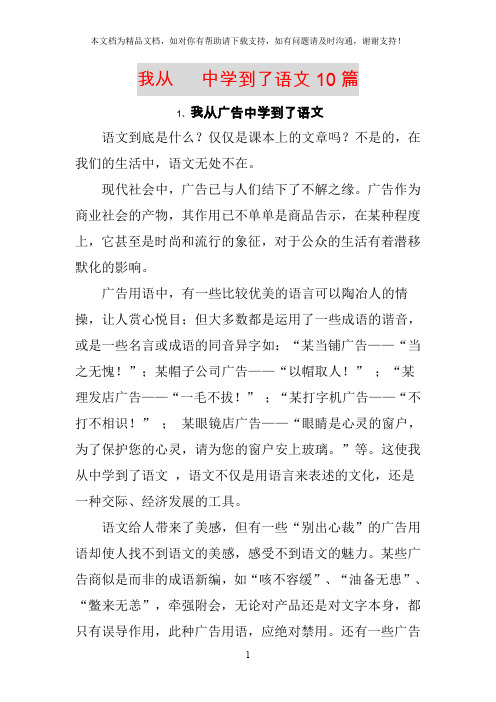 我从中学到了语文10篇