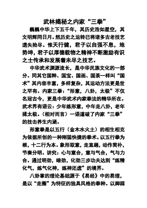 武林揭秘之内家三拳