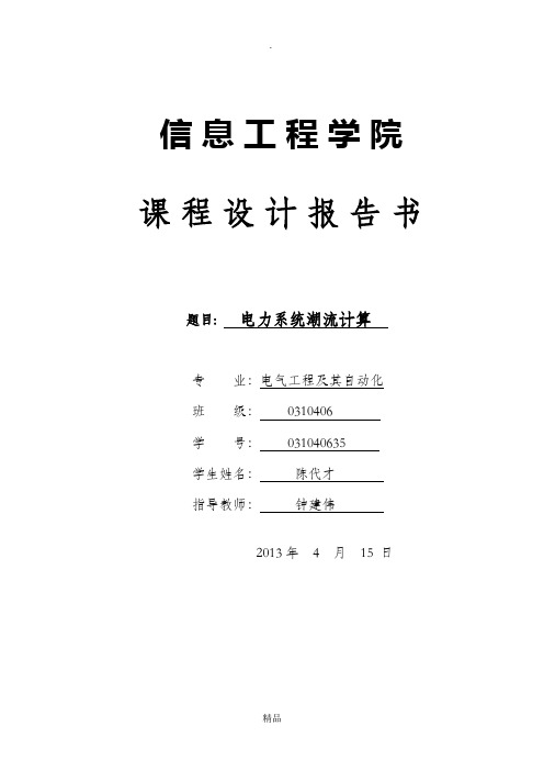 电力系统分析课程设计——电力系统潮流计算