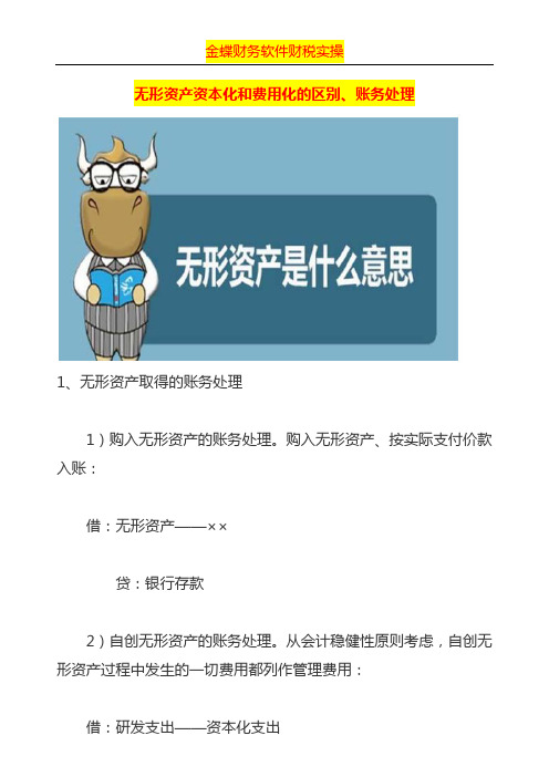 无形资产资本化和费用化的区别、账务处理