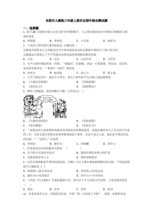合肥市人教版八年级上册历史期中综合测试题