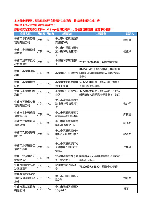 2020新版广东省中山烟草工商企业公司名录名单黄页联系方式大全50家