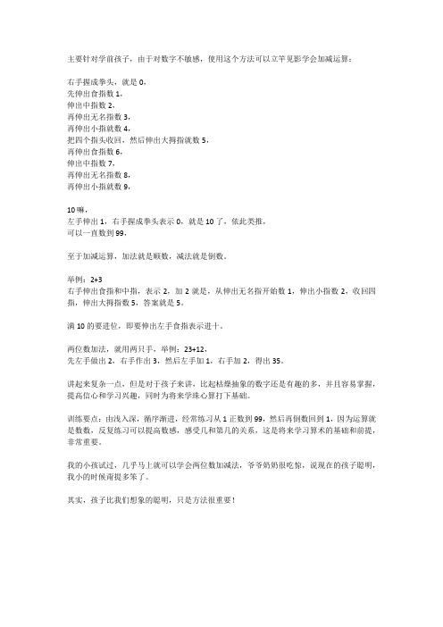 “ 手 指 速 算 ” 秘 诀