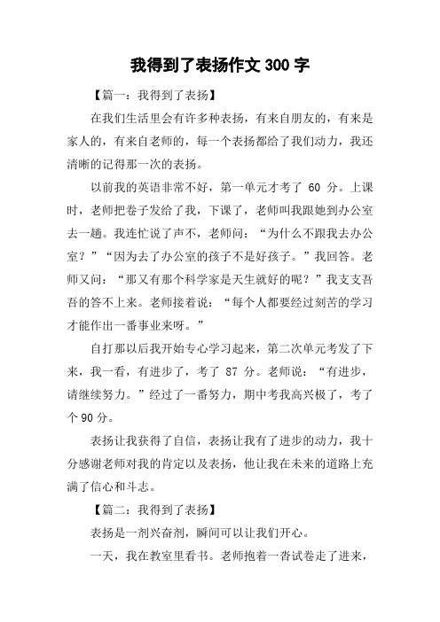 我得到了表扬作文300字