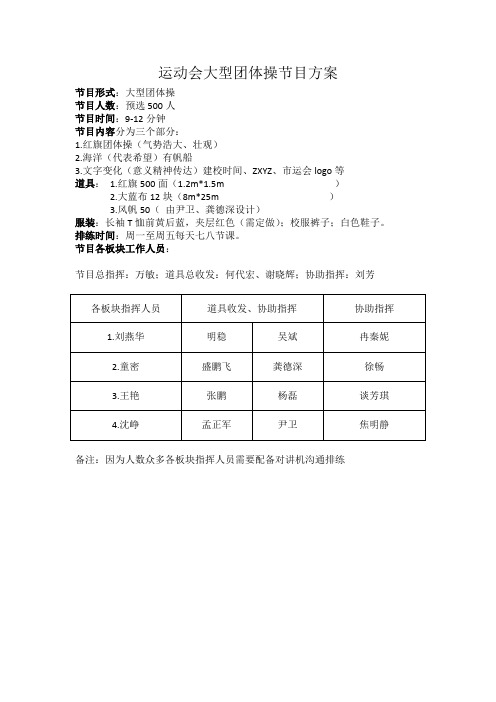 运动会开幕式节目方案