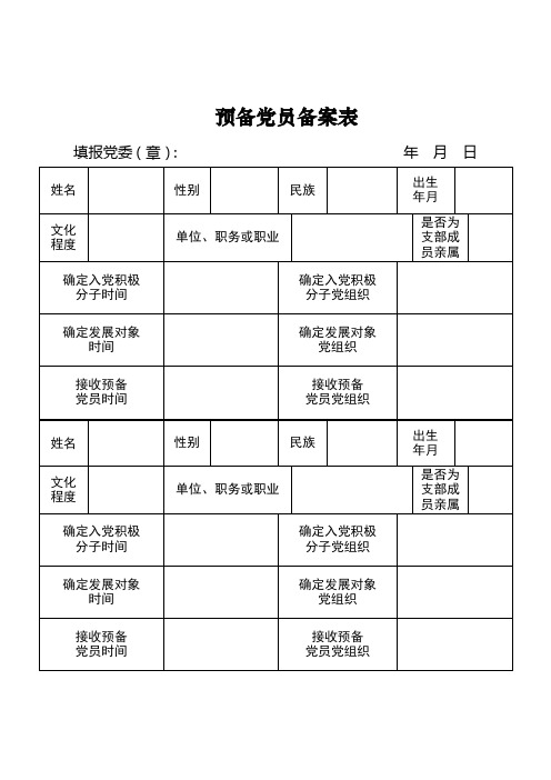 18预备党员备案表