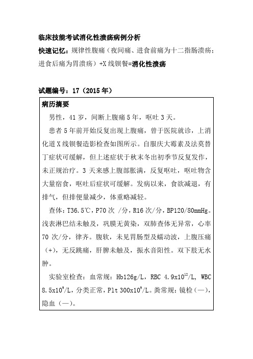 临床技能考试消化性溃疡病例分析