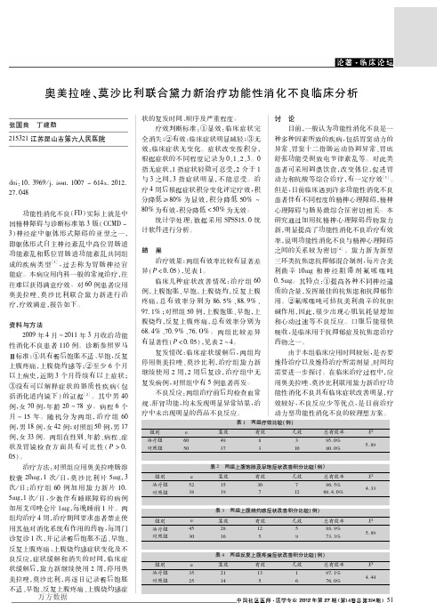 奥美拉唑、莫沙比利联合黛力新治疗功能性消化不良临床分析