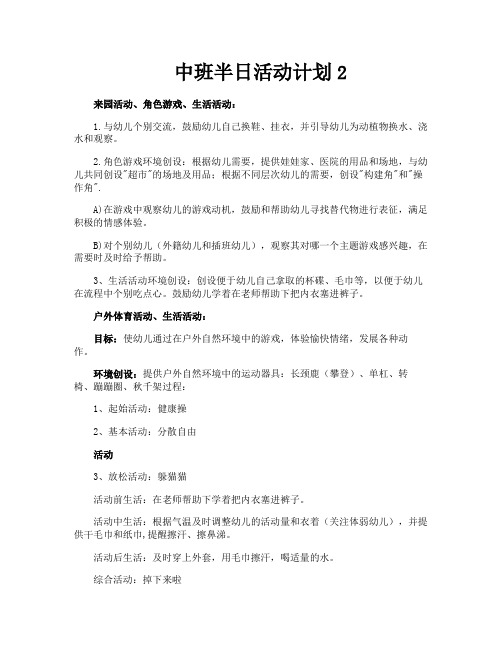 中班半日活动计划