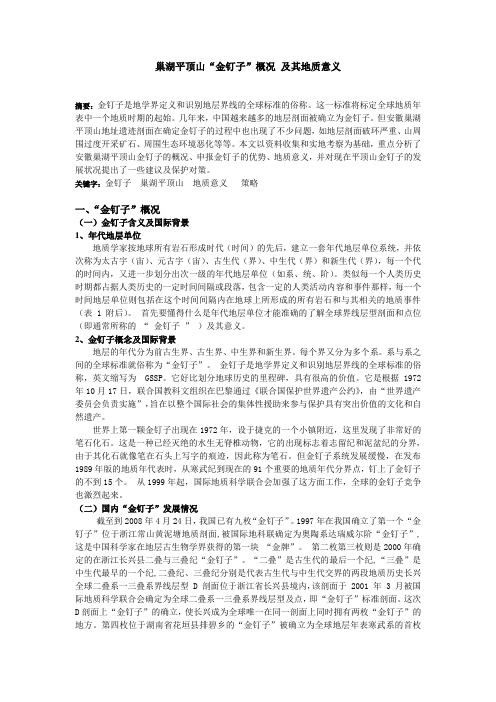 巢湖平顶山金钉子