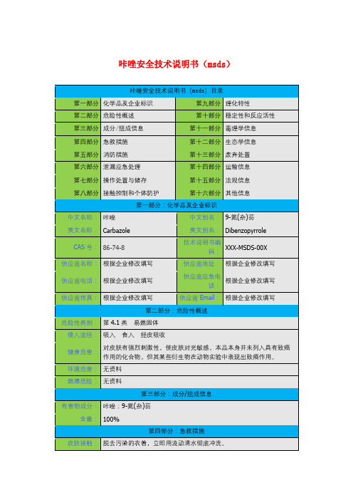 咔唑安全技术说明书(msds)