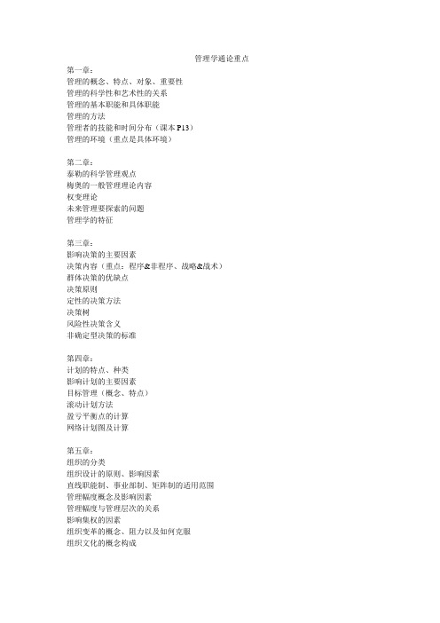 管理学通论重点