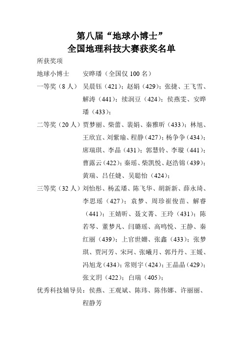 第八届地球小博士奖