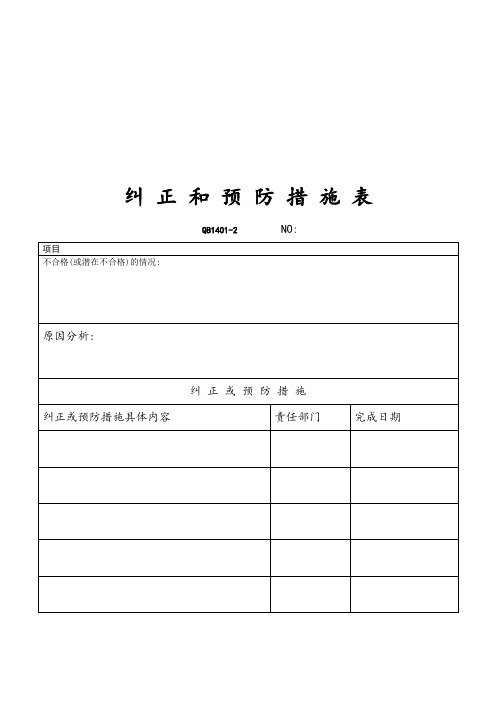 纠正和预防措施表