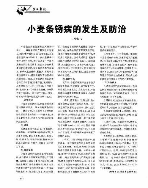 小麦条锈病的发生及防治