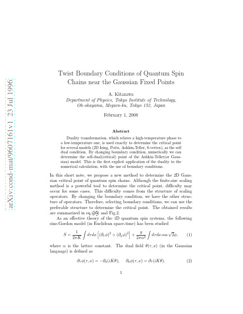 Twist Boundary Conditions of Quantum Spin Chains near the Gaussian Fixed Points