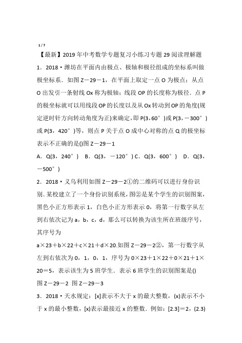 2019中考数学专题复习小练习专题29阅读理解题