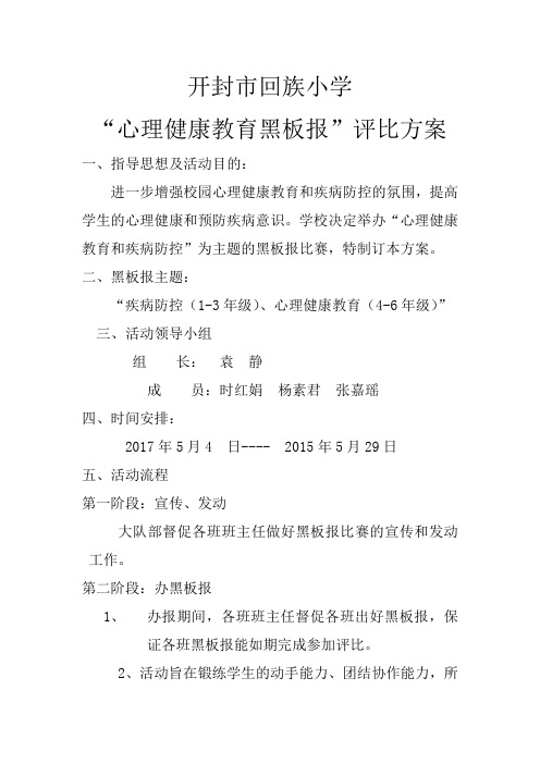心理健康教育黑板报方案、小结