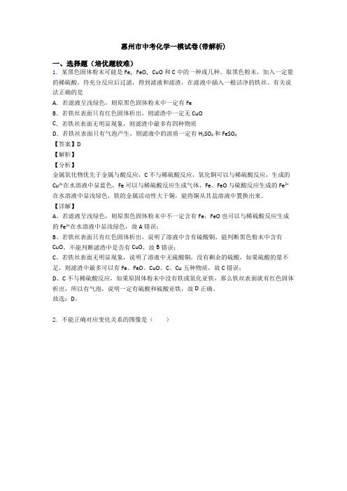 惠州市中考化学一模试卷(带解析)