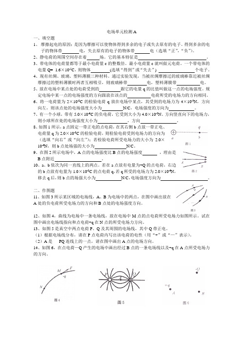 高中物理合格考复习系列——8电场A单元检测资料