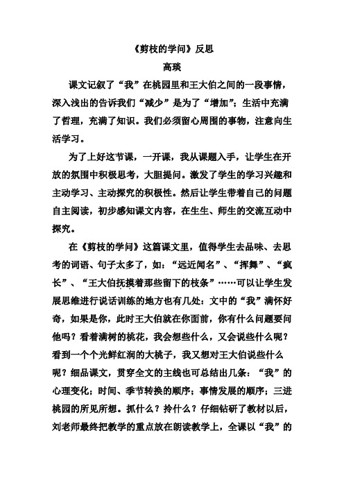 《剪枝的学问》反思