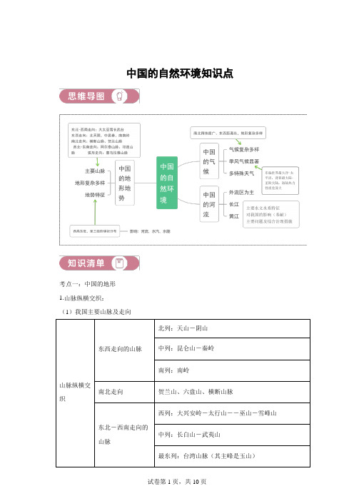 初中地理中国的自然环境知识点