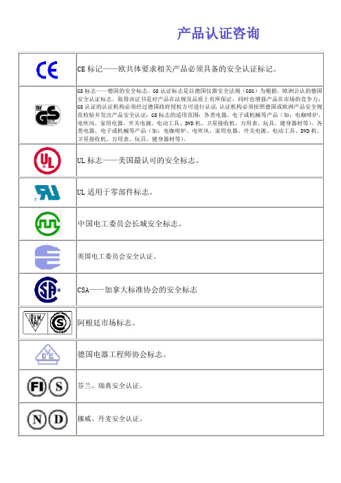 各国产品安全认证 介绍