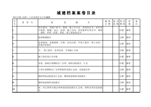 城建档案案卷目录新样本