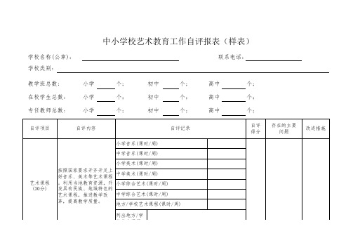 2、附件2中小学校艺术教育工作自评报表(样表)