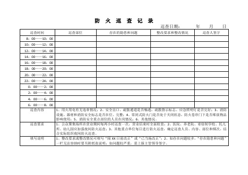 中控值班、防火巡查记录本