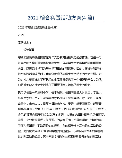2021综合实践活动方案(4篇)