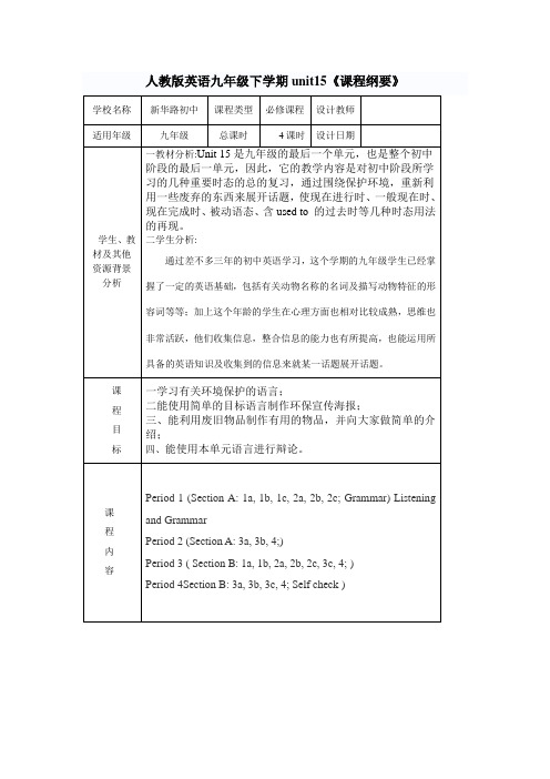 人教版英语九年级下学期unit15